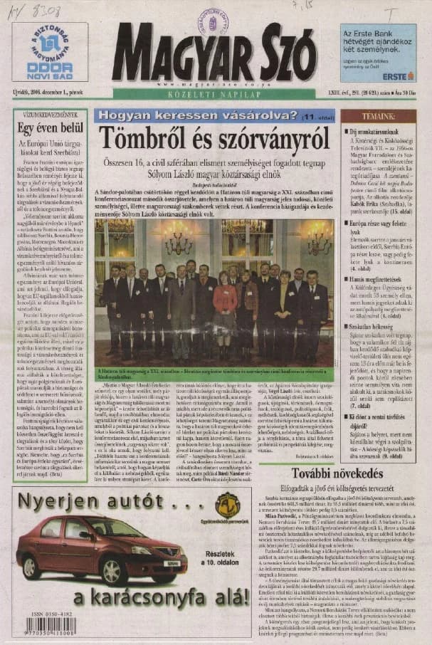 Magyar Szó, 63. évf. 2006. december 1. 281. sz.