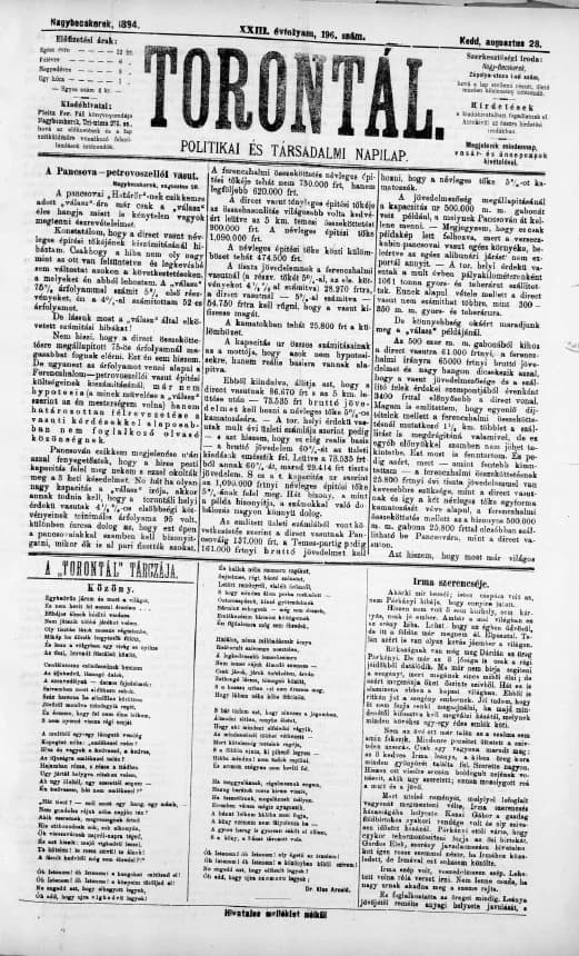 Torontál, 23. évf. 1894. augusztus 28. 196. sz.