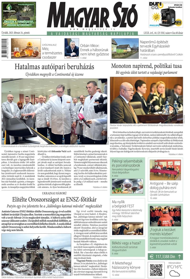 Magyar Szó, 80. évf. 2023. február 24. 44. sz. 1–16. oldal