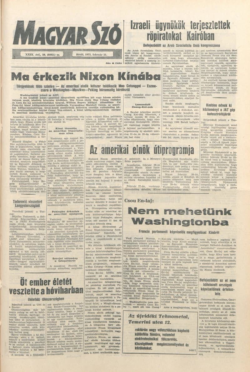 Magyar Szó, 29. évf. 1972. február 21. 50. sz. 1–8. oldal