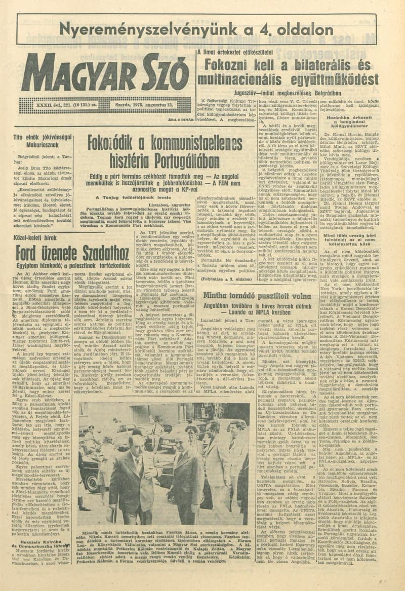 Magyar Szó, 32. évf. 1975. augusztus 13. 221. sz.