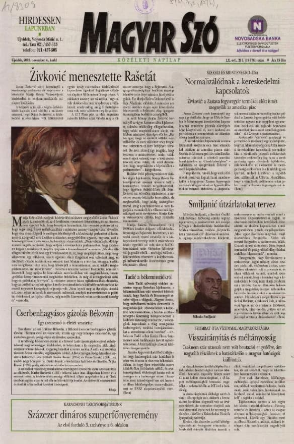 Magyar Szó, 60. évf. 2003. november 4. 261. sz. 1–20. oldal