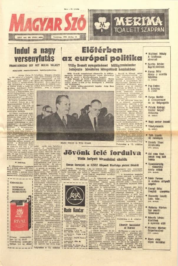 Magyar Szó, 25. évf. 1968. június 16. 164. sz. 1–36. oldal