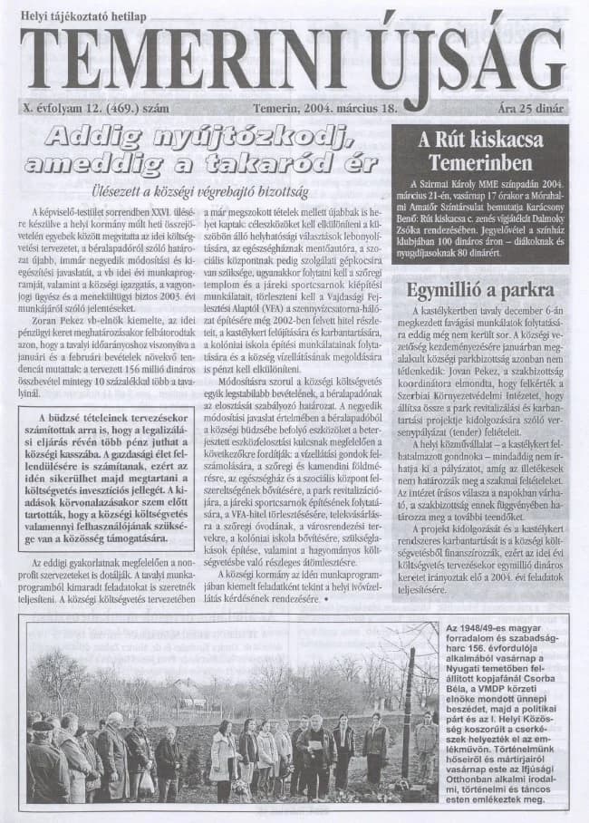 Temerini Újság, 10. évf. 2004. március 18. 12. sz.