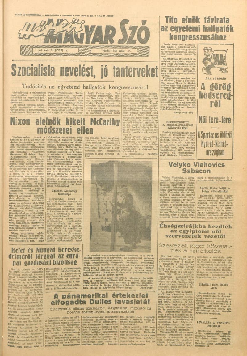 Magyar Szó, 11. évf. 1954. március 15. 70. sz. 1–4. oldal