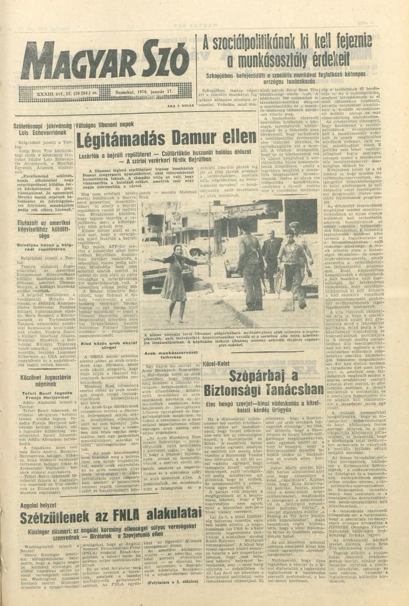 Magyar Szó, 33. évf. 1976. január 17. 15. sz. 1–20. oldal