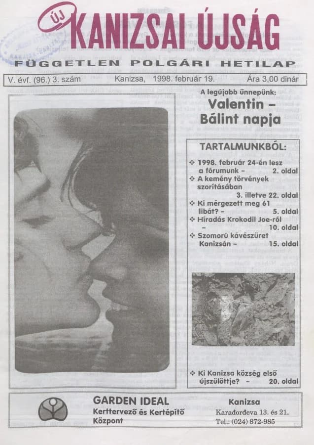Új Kanizsai Újság, 5. évf. 1998. február 19. 3. sz.