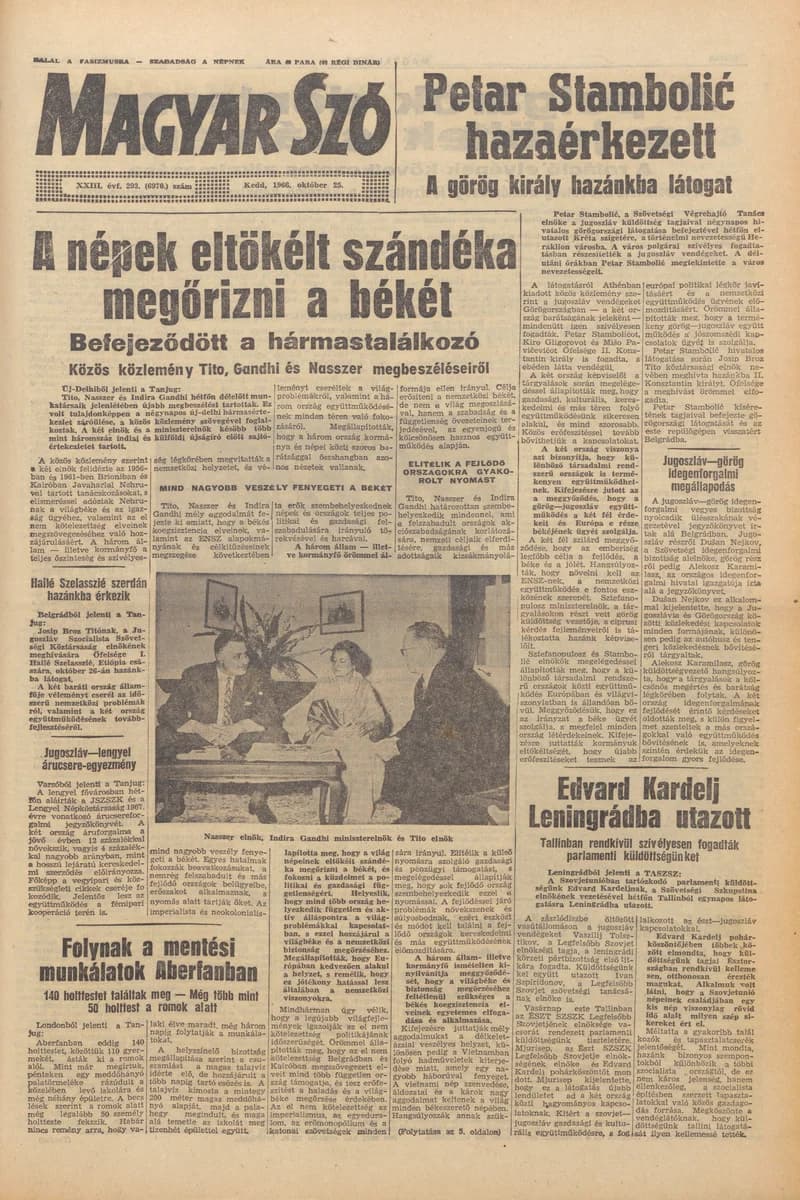 Magyar Szó, 23. évf. 1966. október 25. 293. sz.