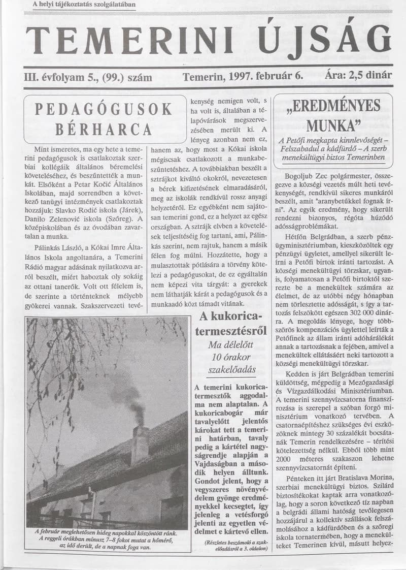 Temerini Újság, 3. évf. 1997. február 6. 5. sz.