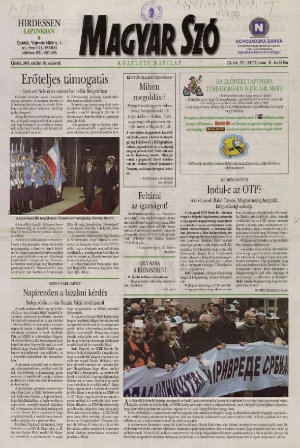Magyar Szó, 60. évf. 2003. október 30. 257. sz. 1–20. oldal