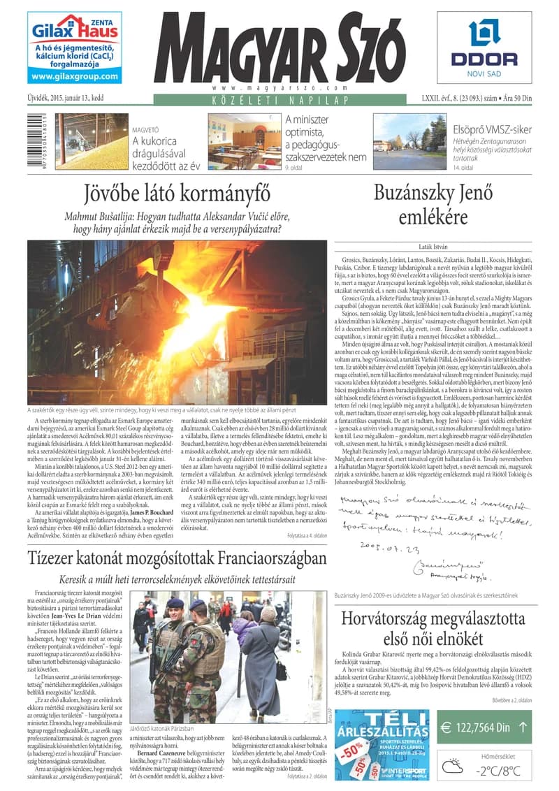 Magyar Szó, 72. évf. 2015. január 13. 8. sz. 1–20. oldal