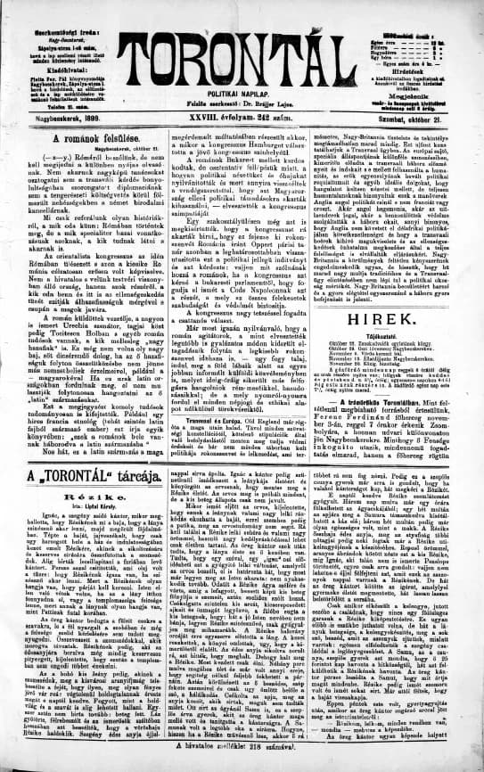 Torontál, 28. évf. 1899. október 21. 242. sz.