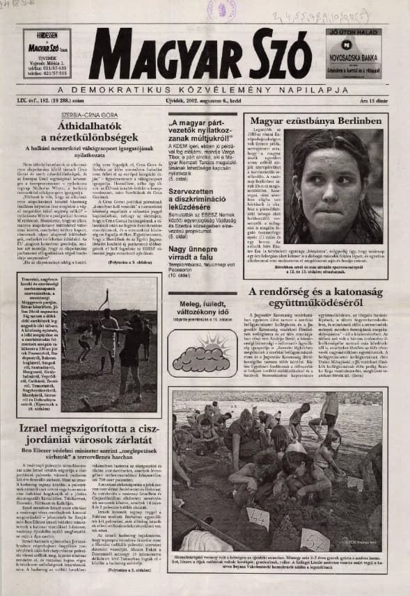 Magyar Szó, 59. évf. 2002. augusztus 6. 182. sz. 1–16. oldal