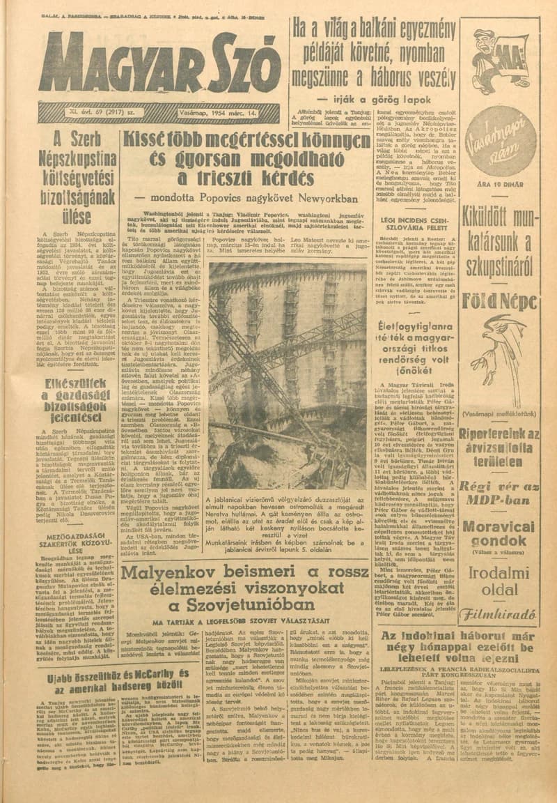 Magyar Szó, 11. évf. 1954. március 14. 69. sz. 1–14. oldal