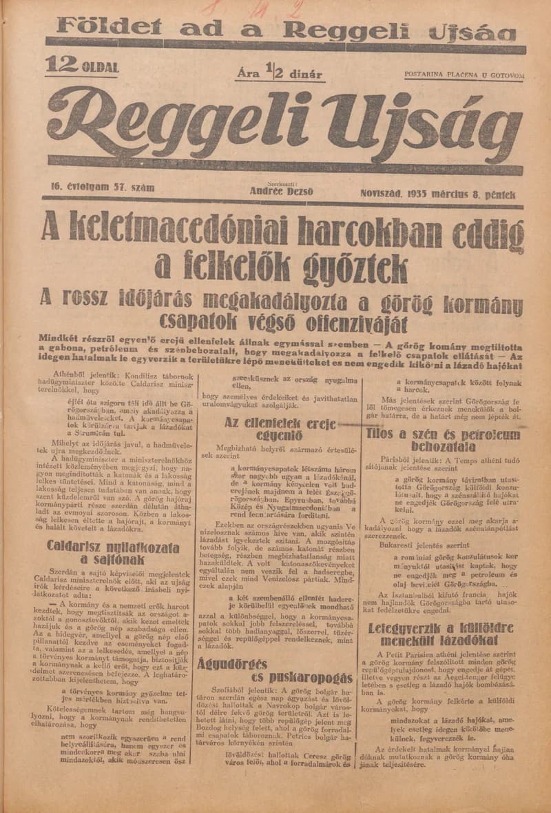 Reggeli Újság, 16. évf. 1935. március 8. 57. sz.
