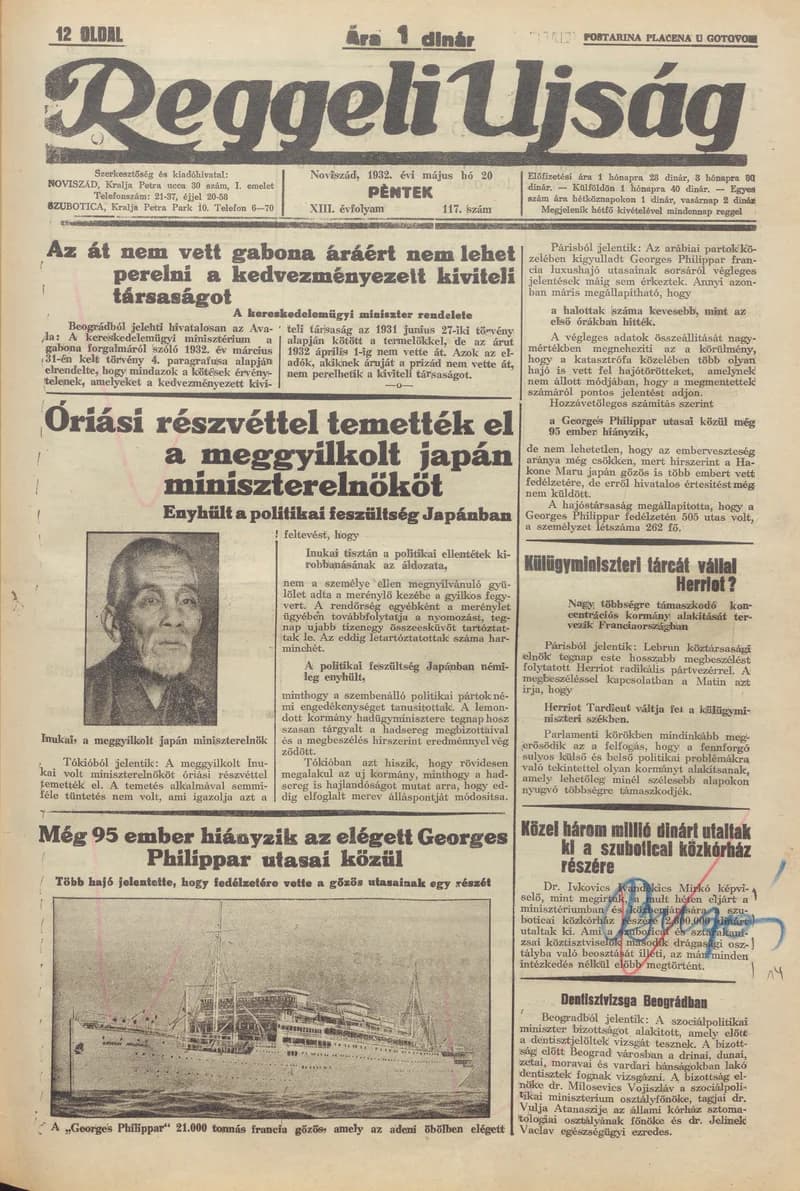 Reggeli Újság, 13. évf. 1932. május 20. 117. sz.