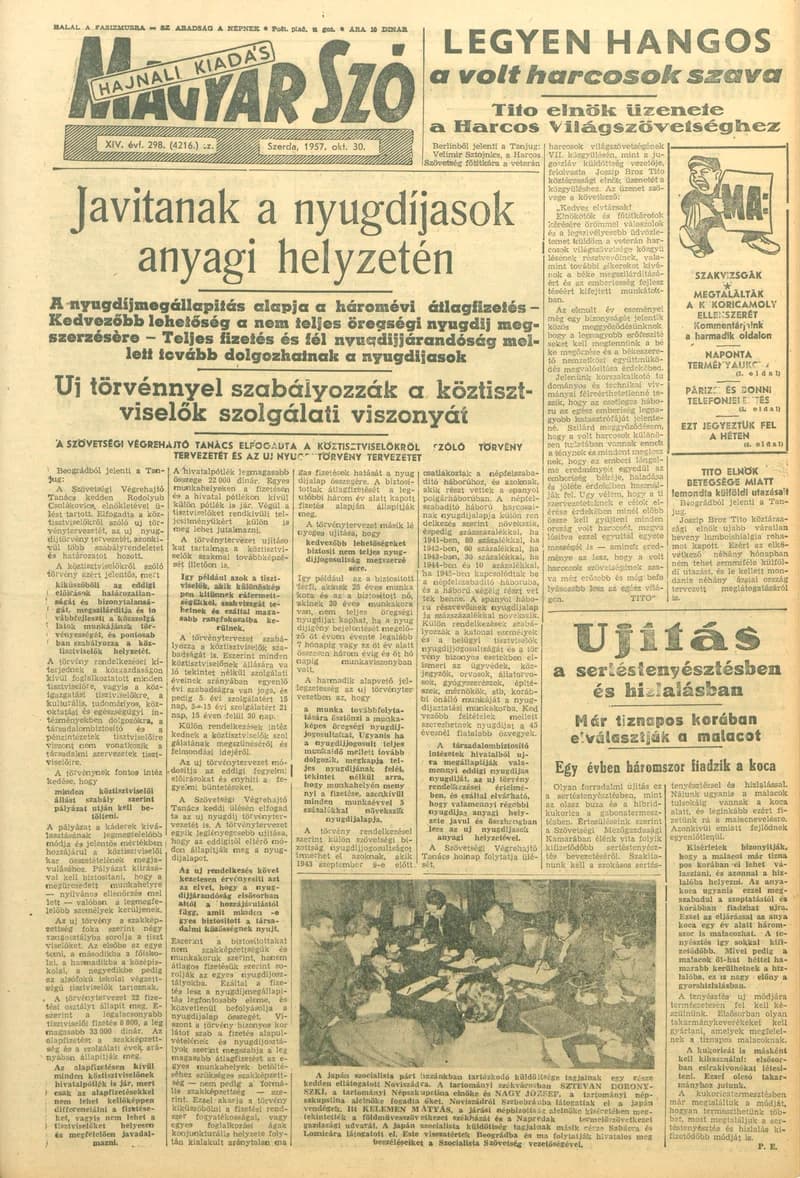 Magyar Szó, 14. évf. 1957. október 30. 298. sz. 1–16. oldal