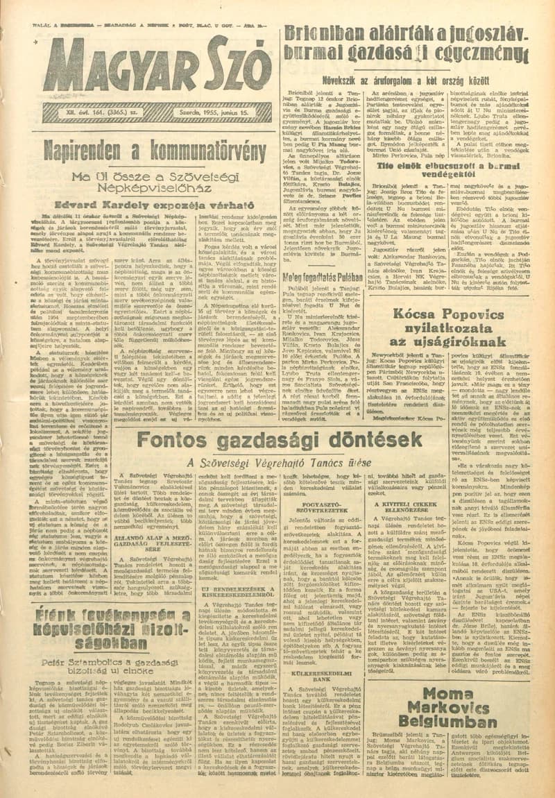 Magyar Szó, 12. évf. 1955. június 15. 161. sz. 1–8. oldal