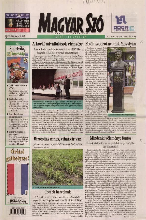 Magyar Szó, 67. évf. 2010. június 21. 141. sz. 1–16. oldal