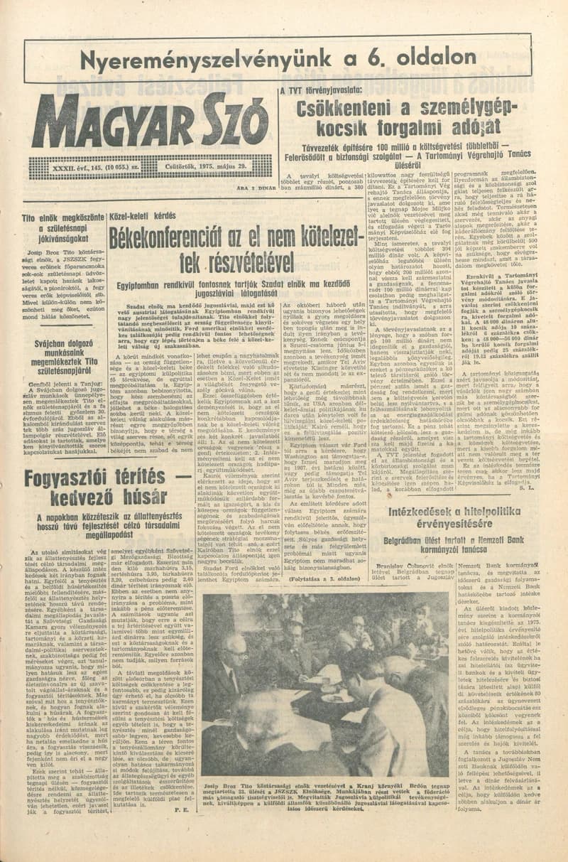 Magyar Szó, 32. évf. 1975. május 29. 145. sz.