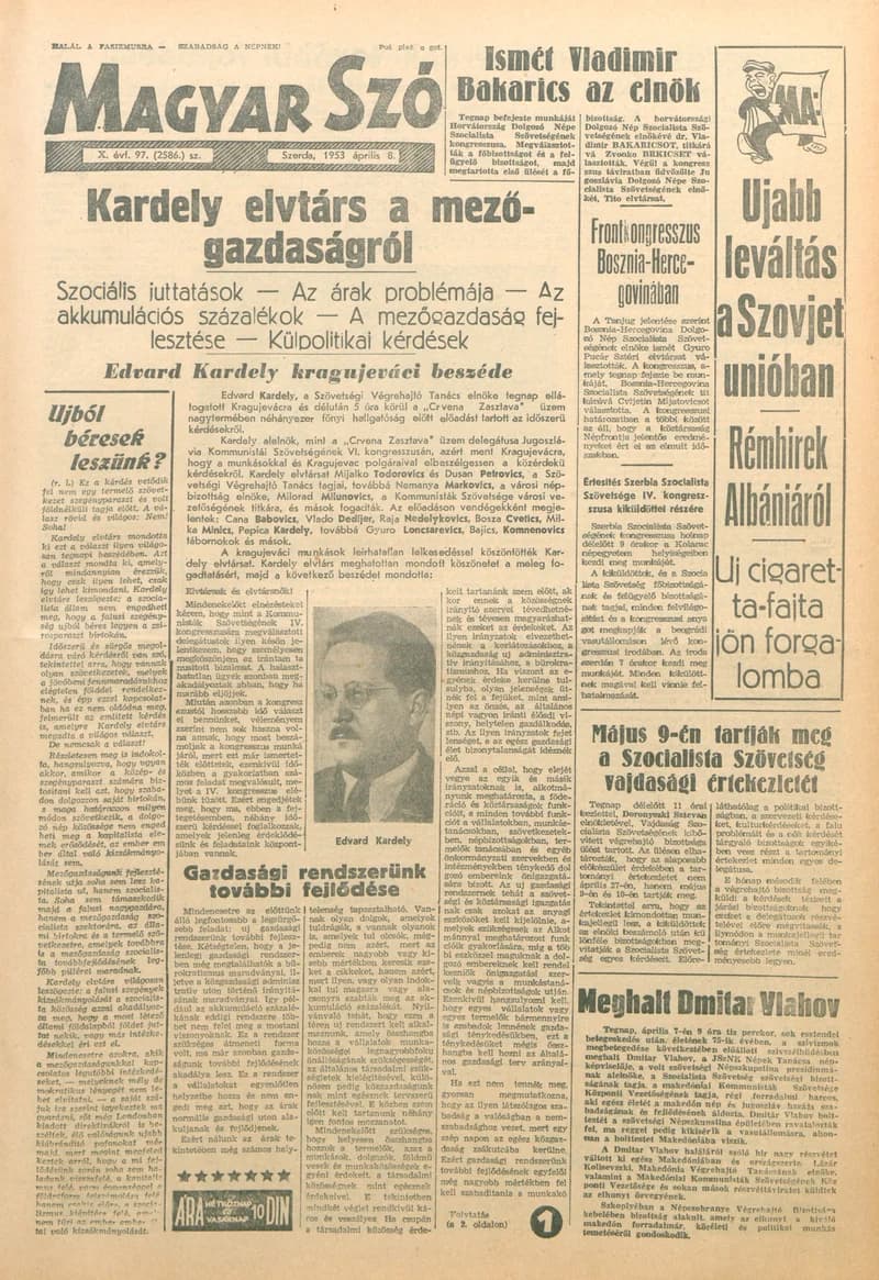 Magyar Szó, 10. évf. 1953. április 8. 97. sz. 1–10. oldal