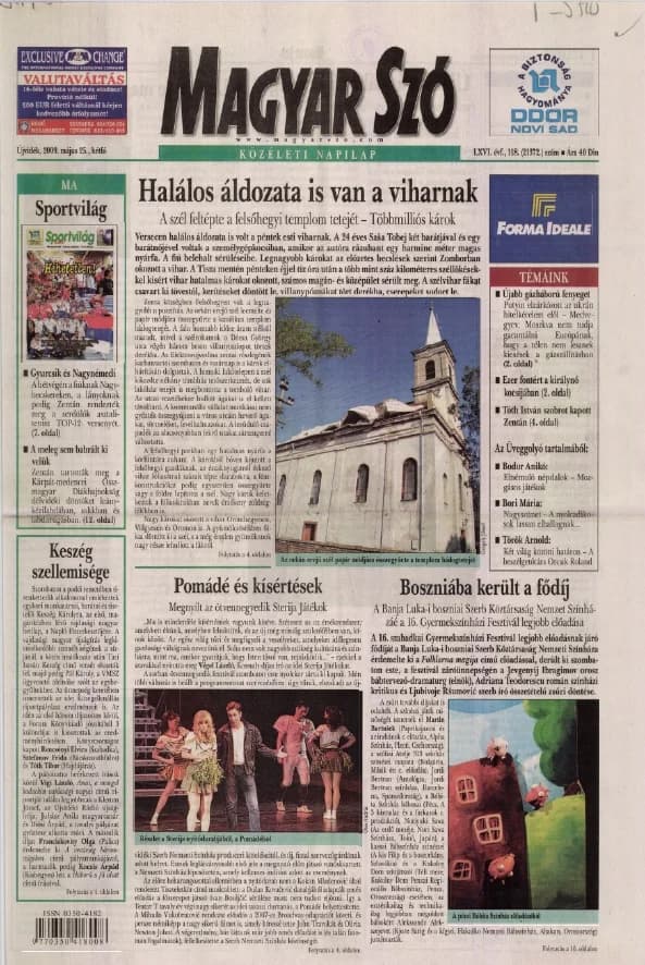 Magyar Szó, 66. évf. 2009. május 25. 118. sz. 1–16. oldal