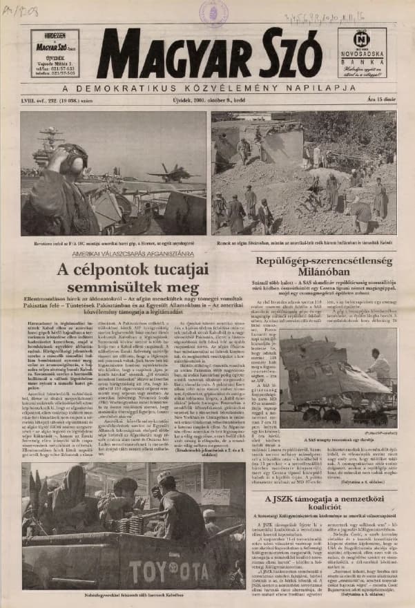 Magyar Szó, 58. évf. 2001. október 9. 232. sz. 1–16. oldal