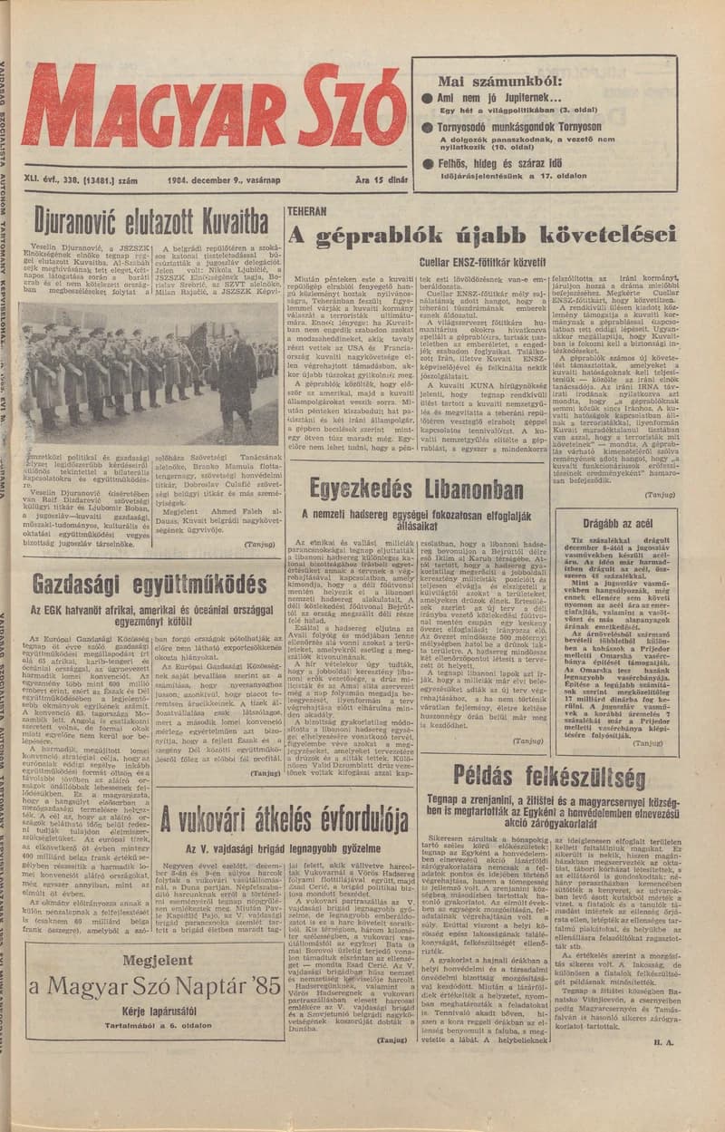 Magyar Szó, 41. évf. 1984. december 9. 338. sz. 1–32. oldal