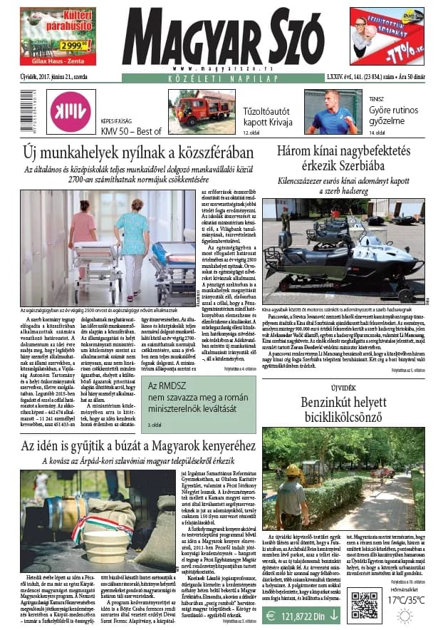 Magyar Szó, 74. évf. 2017. június 21. 141. sz. 1–16. oldal