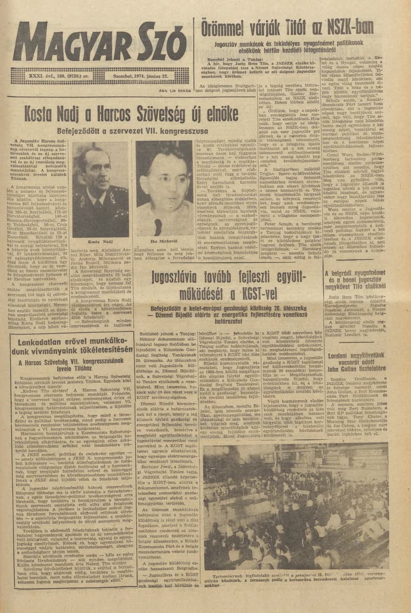 Magyar Szó, 31. évf. 1974. június 22. 169. sz. 1–20. oldal