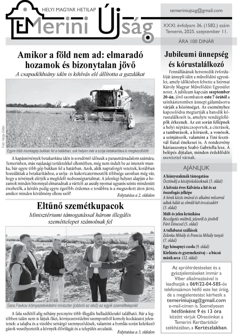Temerini Újság, 31. évf. 2025. szeptember 11. 36. sz.