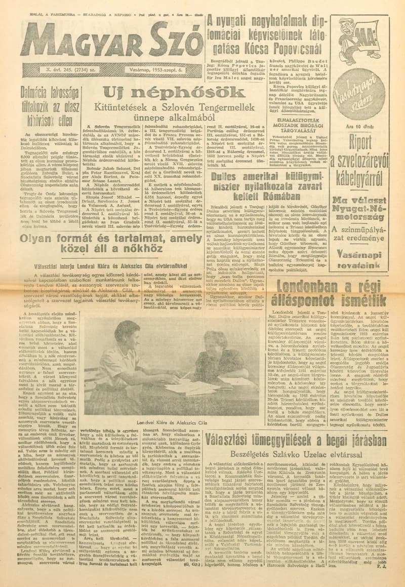 Magyar Szó, 10. évf. 1953. szeptember 6. 245. sz. 1–14. oldal