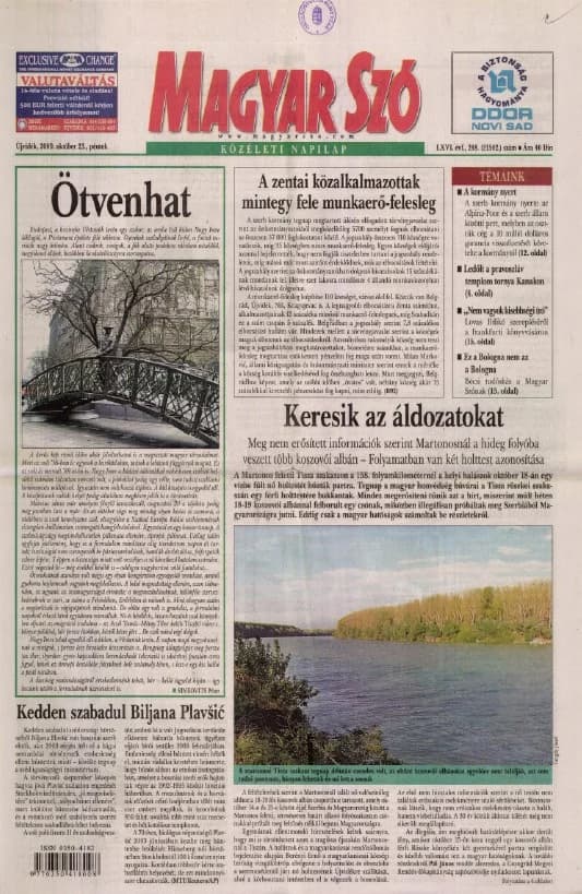 Magyar Szó, 66. évf. 2009. október 23. 248. sz. 1–20. oldal