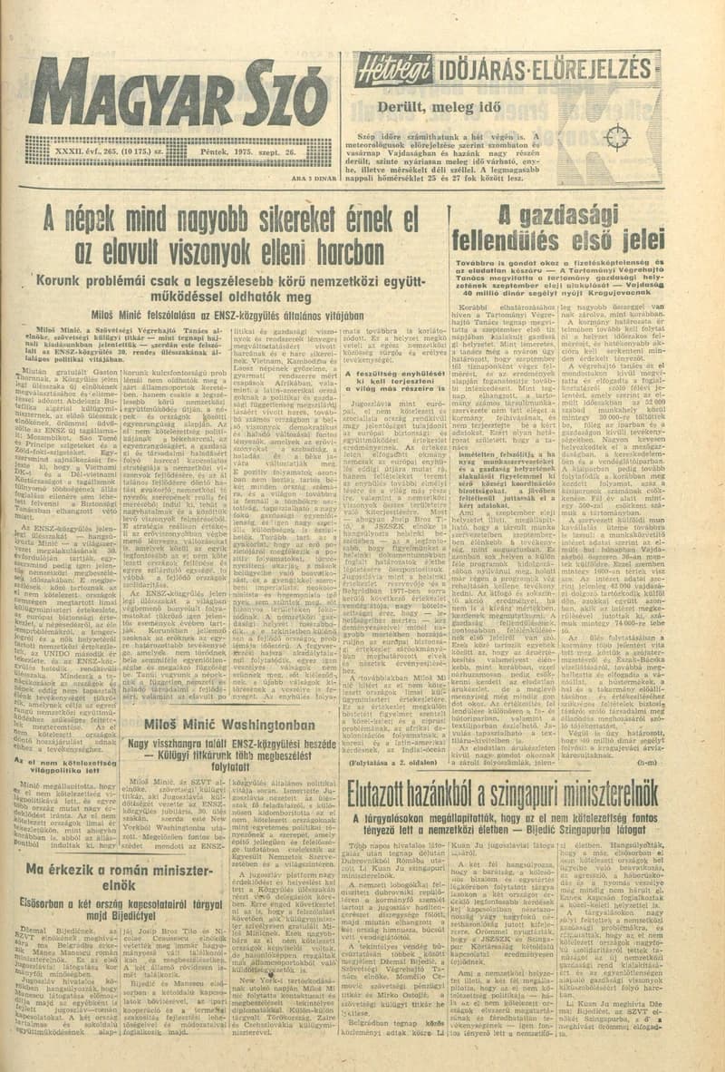 Magyar Szó, 32. évf. 1975. szeptember 26. 265. sz.