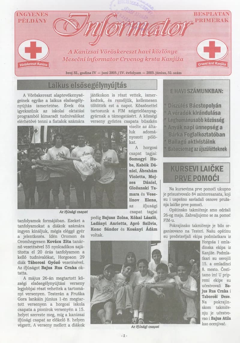Informator, 4. évf. 2003. június 1. 32. sz.