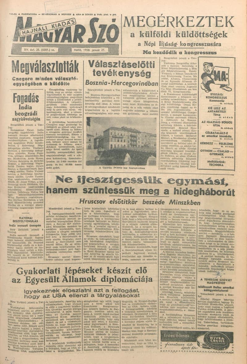 Magyar Szó, 15. évf. 1958. január 27. 25. sz. 1–10. oldal
