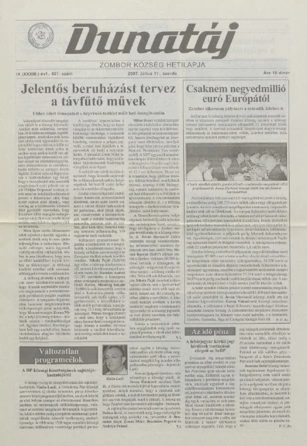 Dunatáj, 9. évf. 2007. július 11. 431. sz.