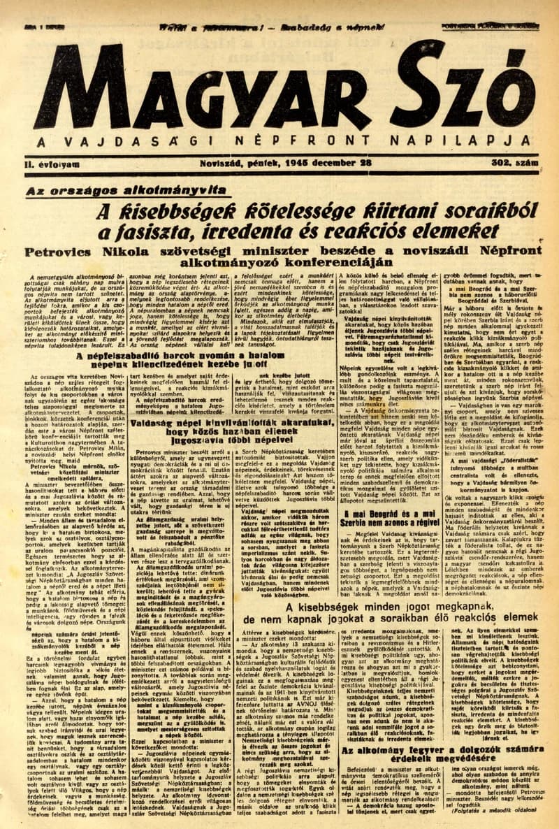 Magyar Szó, 2. évf. 1945. december 28. 302. sz. 1–4. oldal
