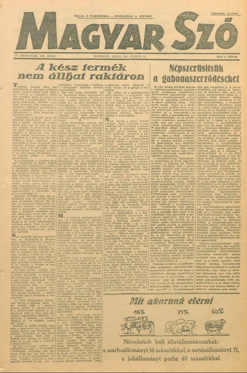 Magyar Szó, 4. évf. 1947. június 10. 144. sz. 1–6. oldal