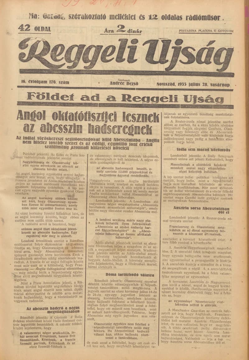 Reggeli Újság, 16. évf. 1935. július 28. 176. sz.