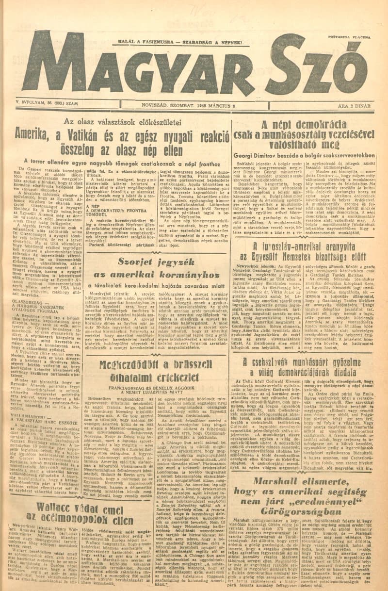 Magyar Szó, 5. évf. 1948. március 6. 56. sz. 1–6. oldal
