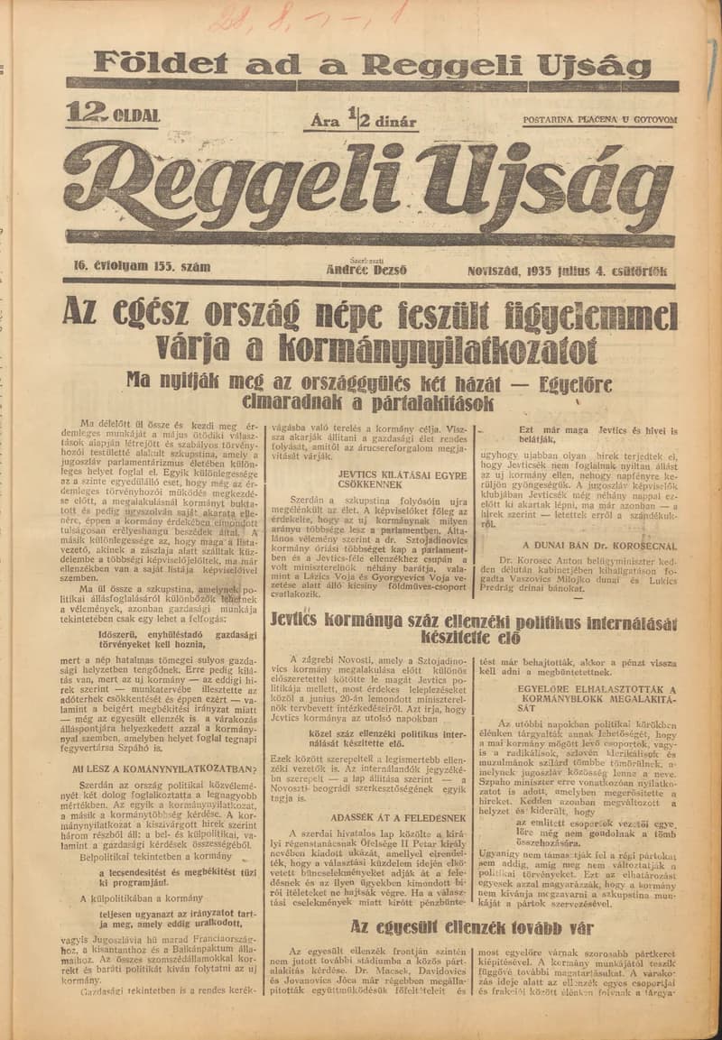 Reggeli Újság, 16. évf. 1935. július 4. 155. sz.