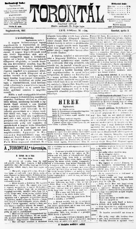 Torontál, 26. évf. 1897. április 3. 76. sz.
