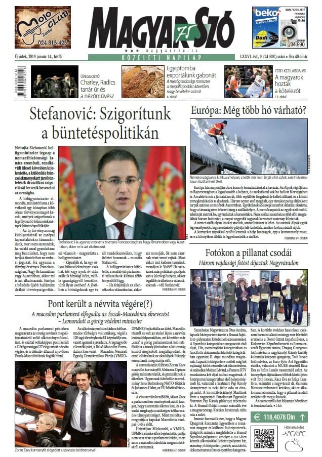Magyar Szó, 76. évf. 2019. január 14. 9. sz. 1–20. oldal