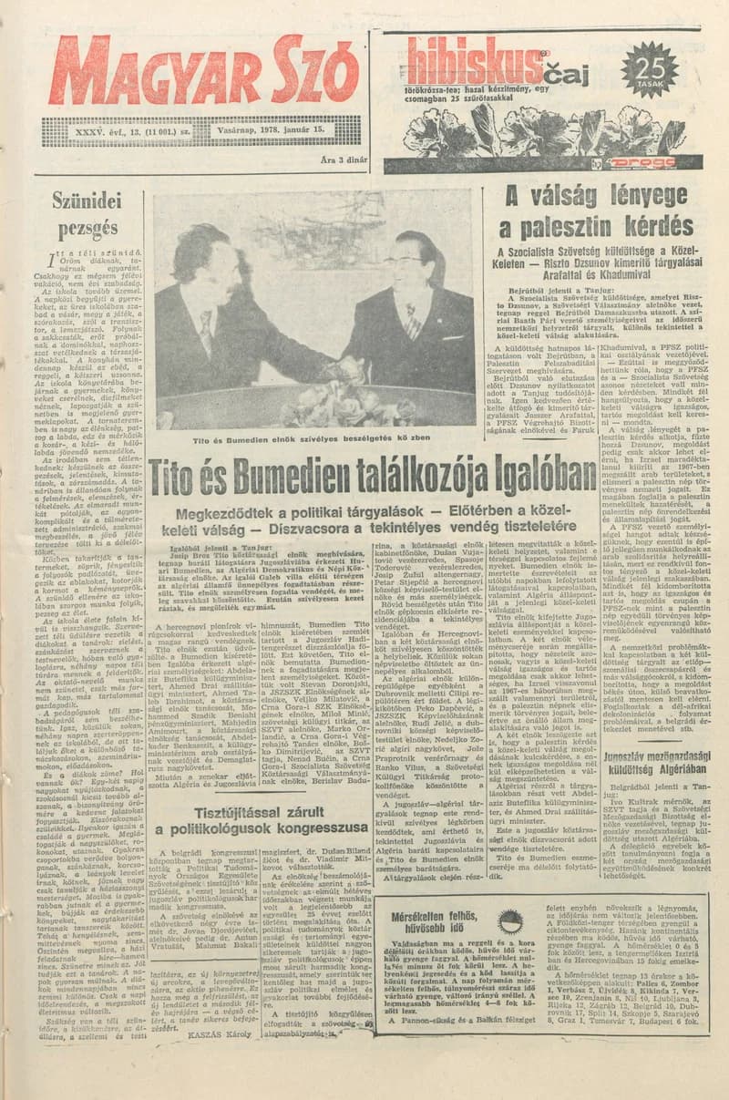Magyar Szó, 35. évf. 1978. január 15. 13. sz. 1–32. oldal