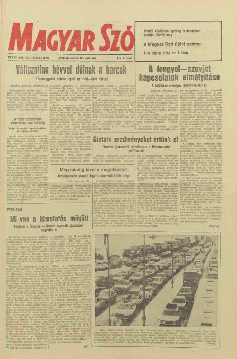 Magyar Szó, 37. évf. 1980. december 28. 357. sz. 1–28. oldal
