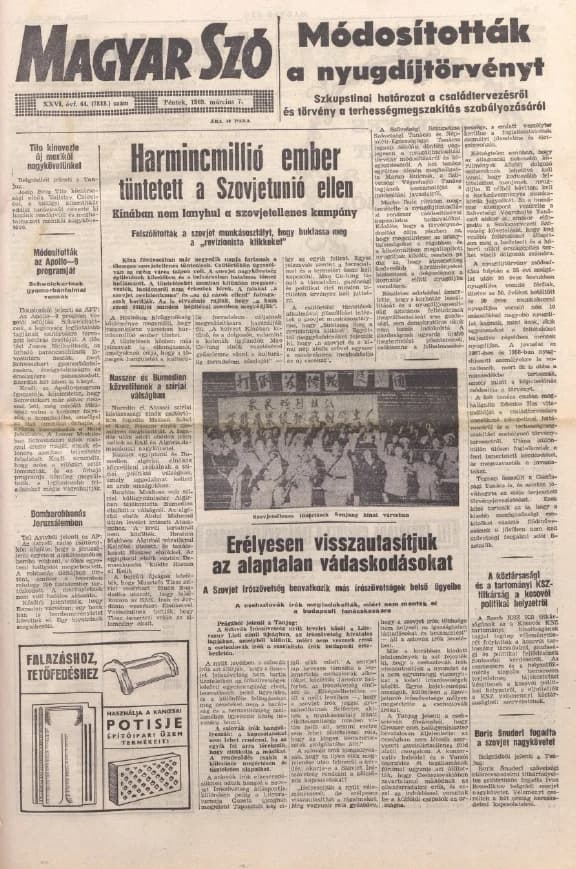 Magyar Szó, 26. évf. 1969. március 7. 64. sz. 1–12. oldal