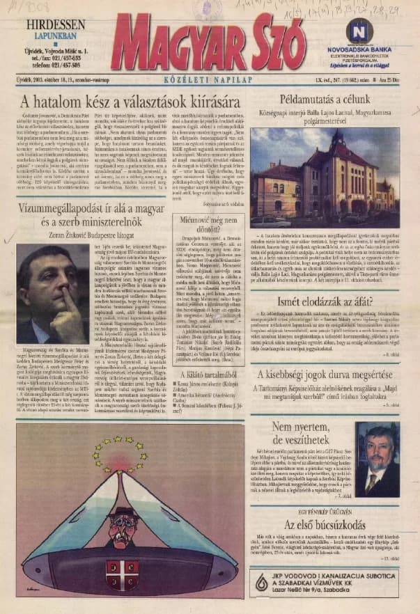 Magyar Szó, 60. évf. 2003. október 18. – 19. 247. sz. 1–36. oldal