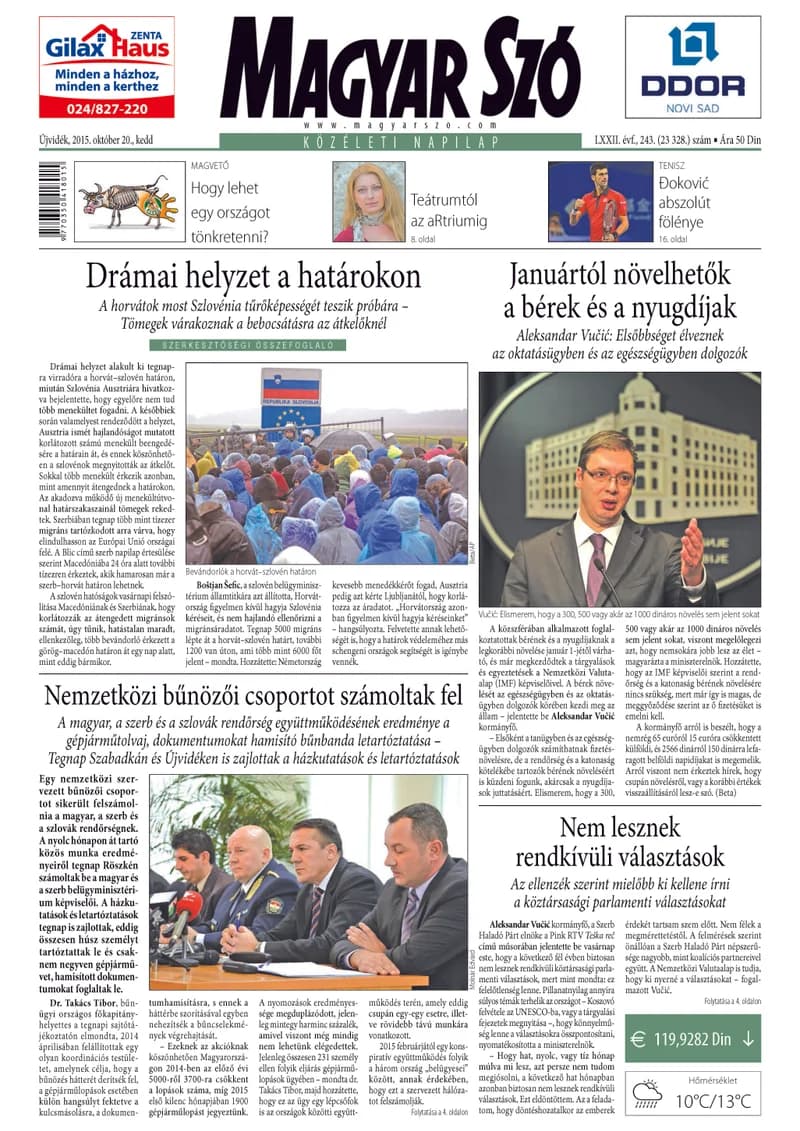 Magyar Szó, 72. évf. 2015. október 20. 243. sz. 1–20. oldal
