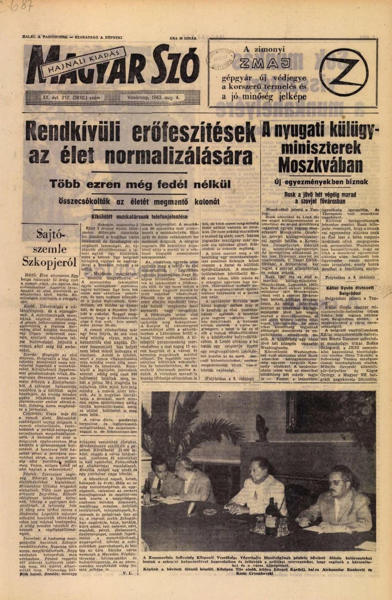 Magyar Szó, 20. évf. 1963. augusztus 4. 212. sz. 1–24. oldal
